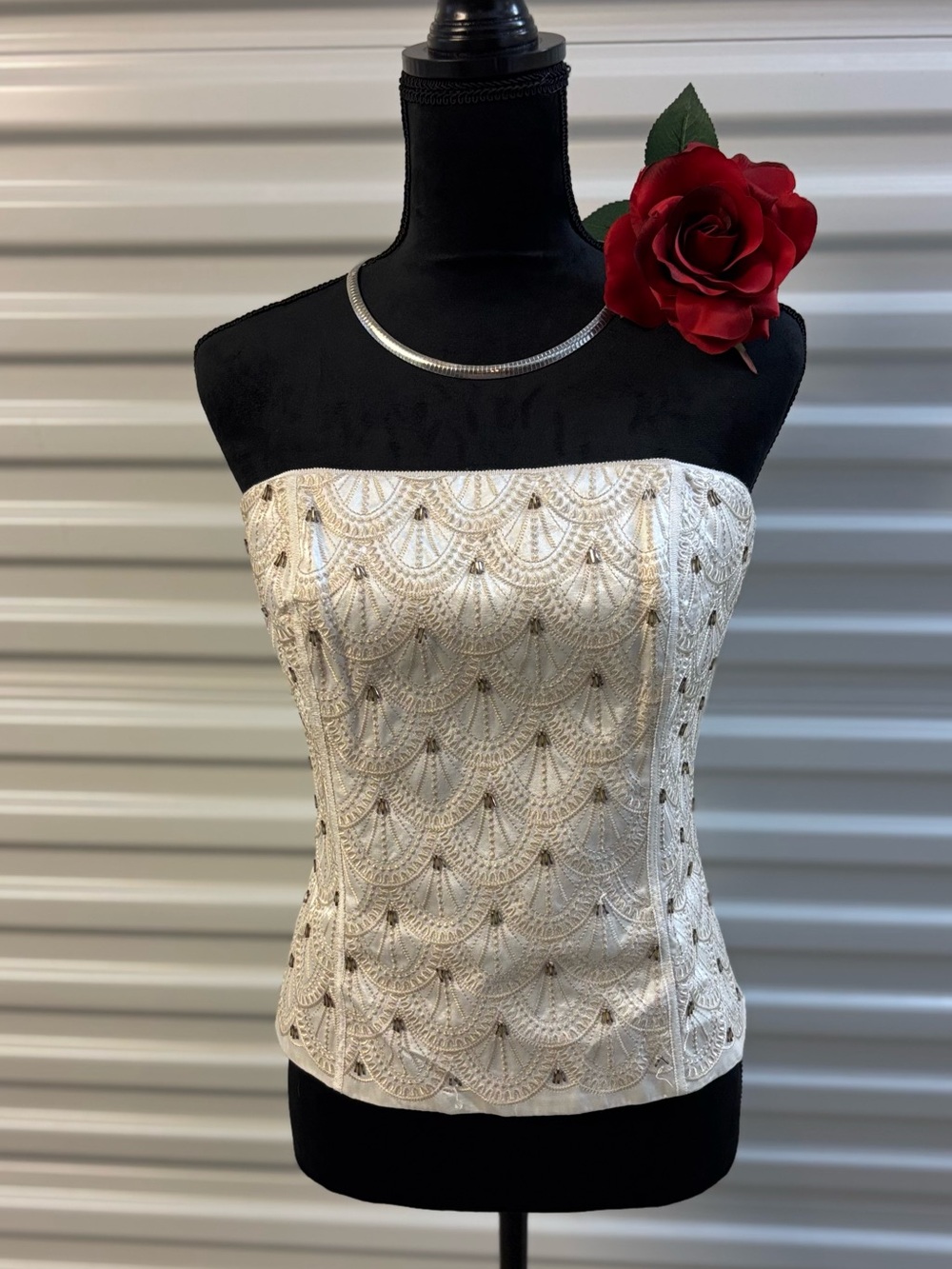 🌺White House Black Market Ivory Strapless Corset Camisole 10 Bone In NWOT 10